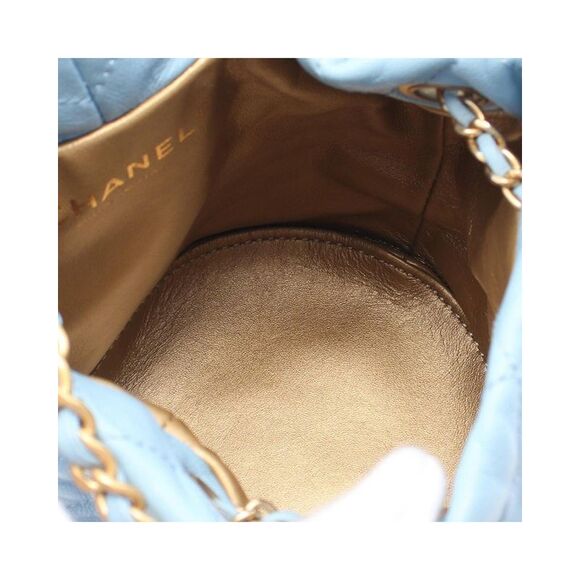 Pre Loved Chanel Quilted Lambskin Pearl Crush Bucket Bag Women Blue - Picture 4 of 7